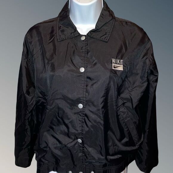 Nike Women’s Black Nylon Snap Up Windbreaker Size Medium 8-10 - Picture 7 of 7